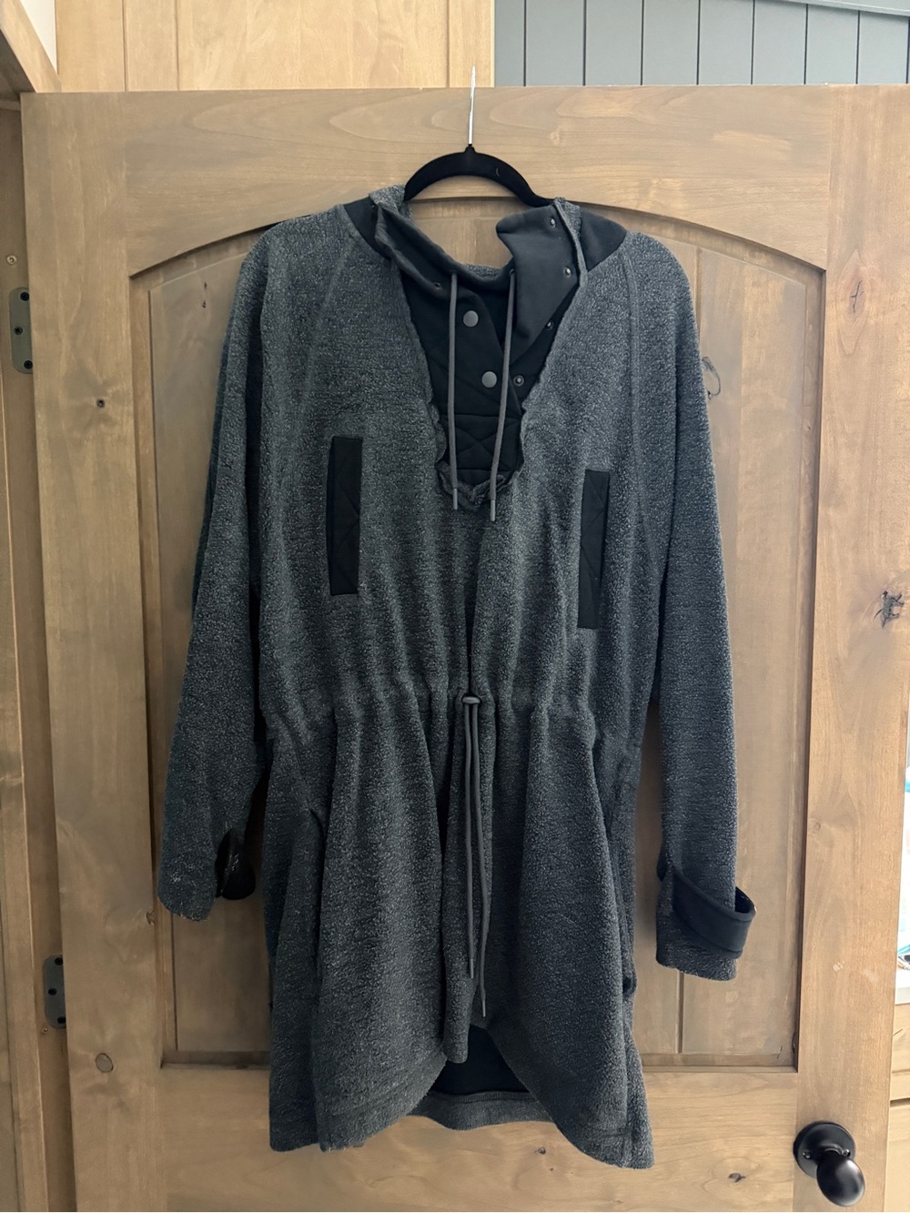 Free People Charcoal Gray Hooded Pullover Jacket